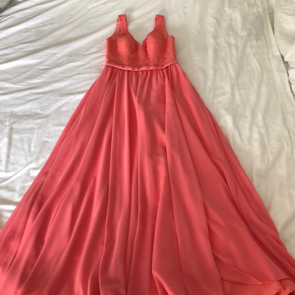 Mori Lee Coral floor length dress